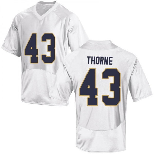 Marcus Thorne Notre Dame Fighting Irish NCAA Men's #43 White Replica College Stitched Football Jersey GDW2655VS